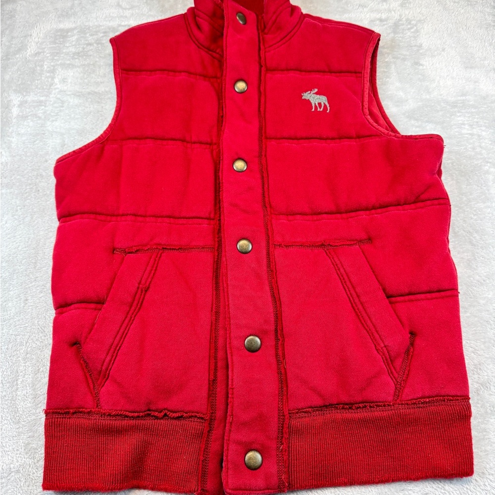 Abercrombie & Fitch Crimson Quilted Red Puffer Vest